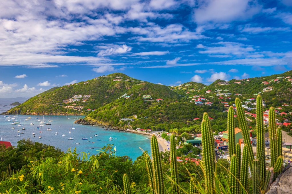 Green hills and azure sea, St Barts